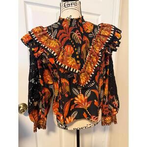 Farm Rio Floral Ruffle Blouse Small